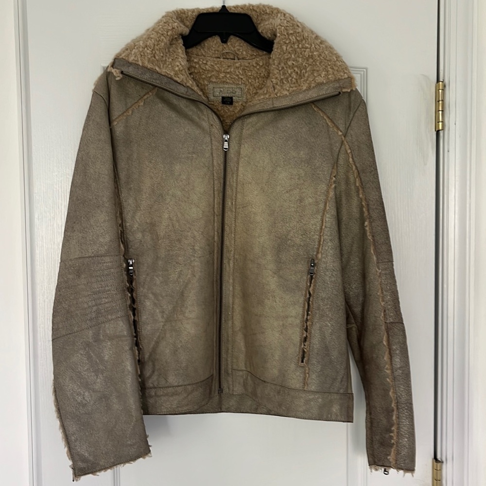 COPY - Aldo Mens Coat Beige Aviator Genuine Leather Jacket